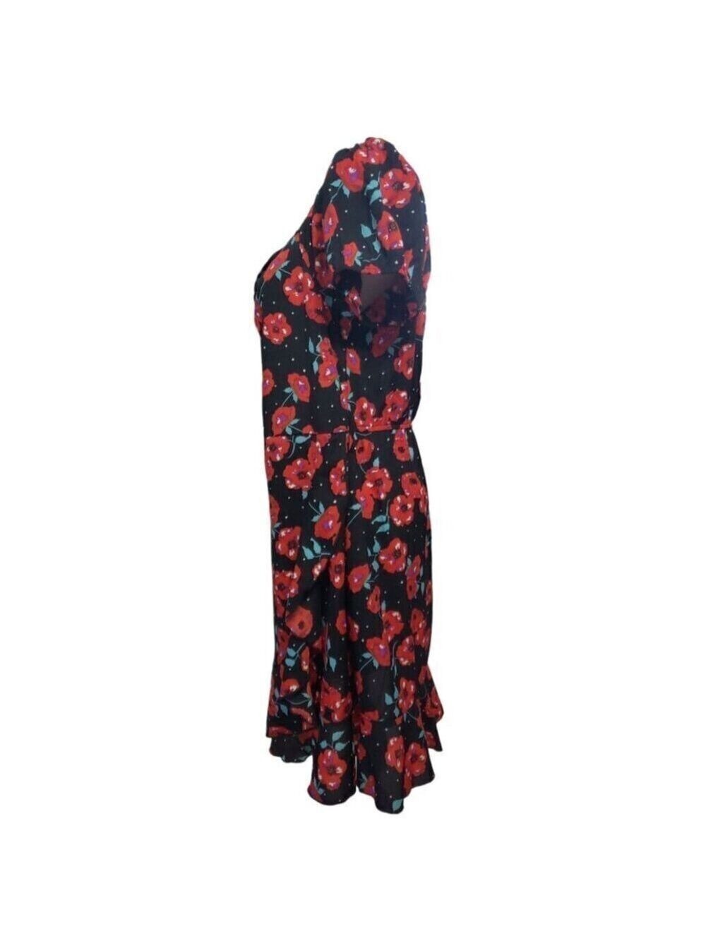 QED LONDON Black & Red Floral Print Womens Dress XL - Picture 2 of 5
